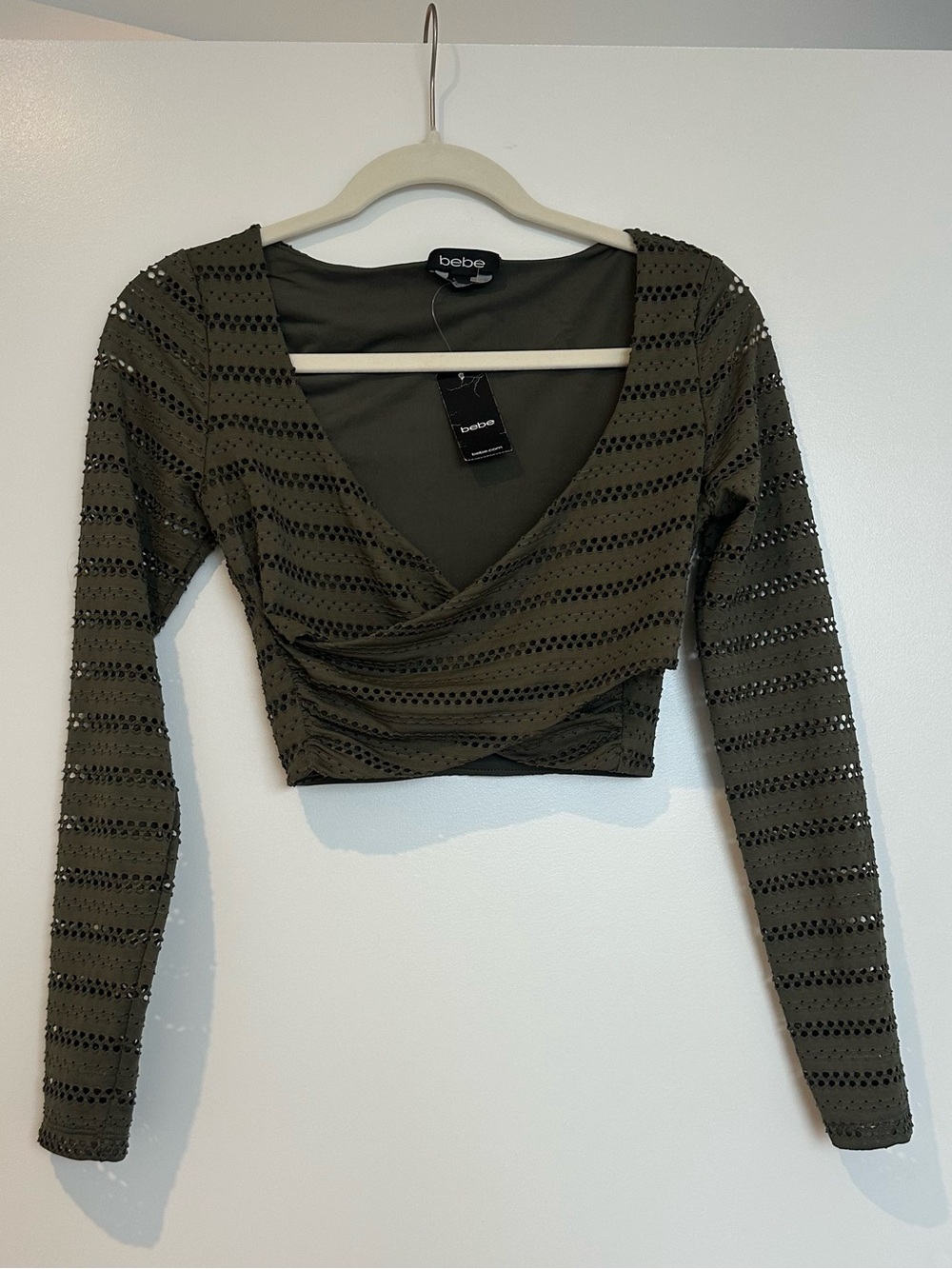 NWT Bebe Wrap Crop Top XS Made in USA Y2K